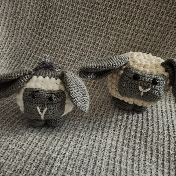 Handcrafted Gray and Cream Bunny Plush Toy - Picture 2 of 4